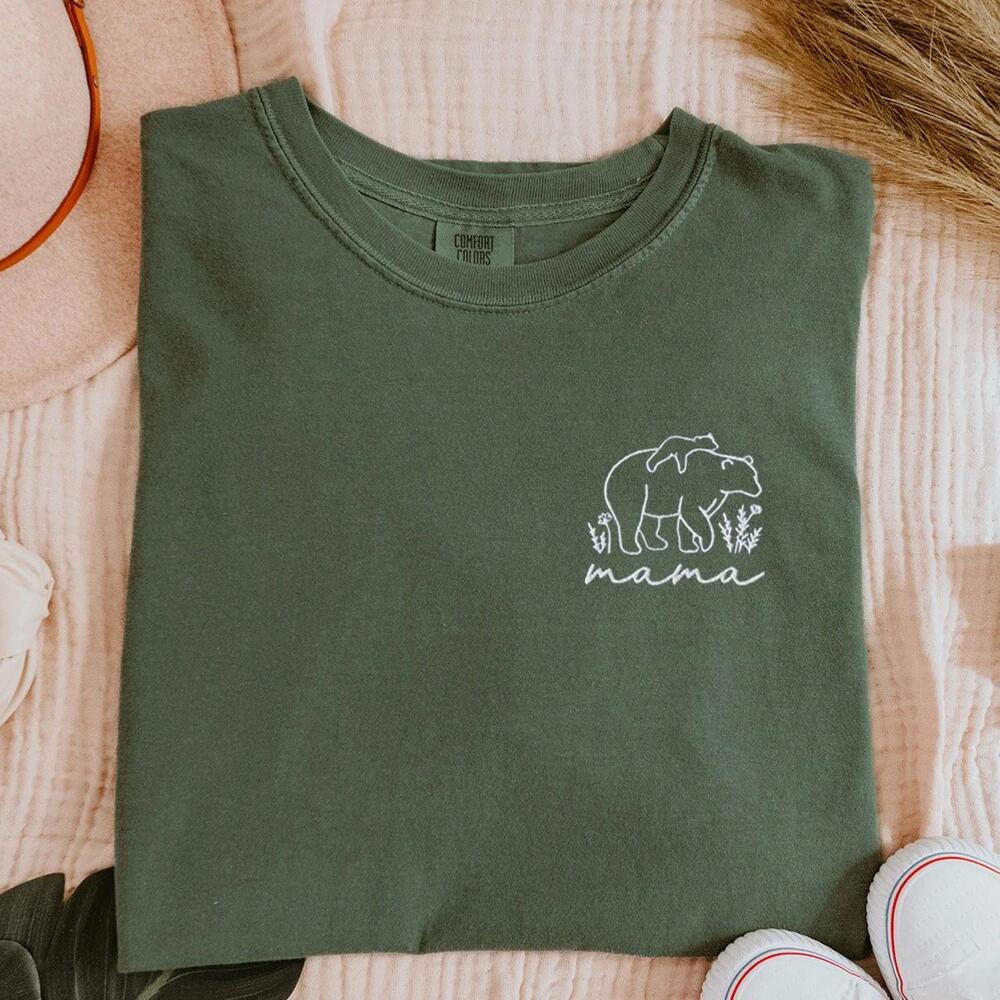Embroidered Mama Shirt, Mama Bear Shirt, Mom Shirt, Mothers Day Shirt